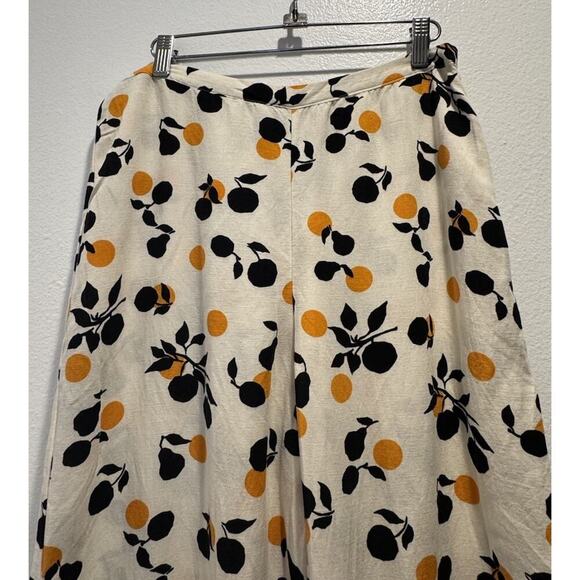 Topshop Size US8 Orange Fruit Linen Blend Cropped Wide Leg Pants High Waisted - Picture 4 of 8